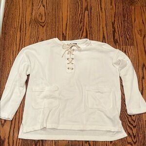J. Crew Off-White Lace-Up Knit Top
